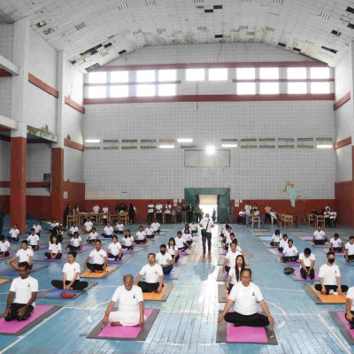 Governor of Nagaland La Ganesan with the NSBSG and officials during the induction of the Chief Patron NSBSG at Raj Bhavan, Kohima on 30 June 2023